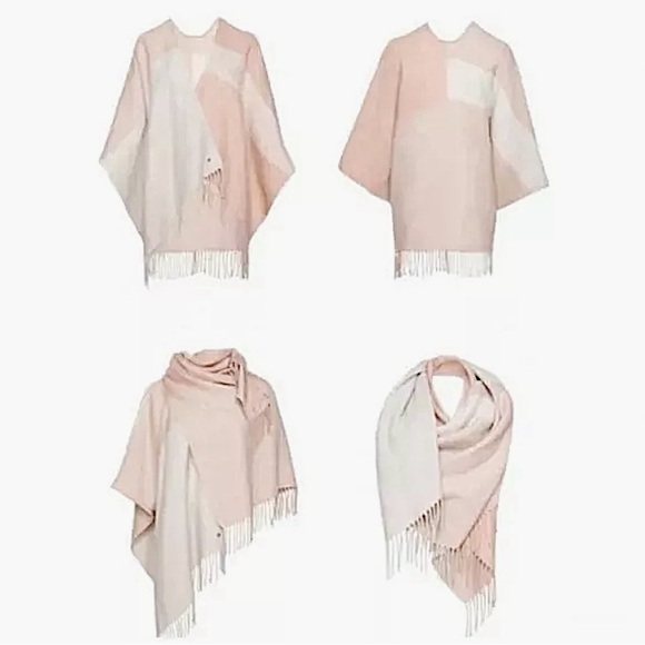 New SOIA & KYO woven color blocked open wrap/scarf/cardigan with fringe trim - Picture 5 of 10